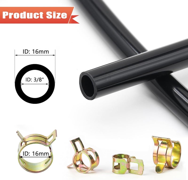 Impesur 3/8" Silicone Vacuum hose, 10FT Vacuum Hose Automotive Black (ID 10mm) 130PSI Max Pressure with 5 Hose Clamps - Image 3